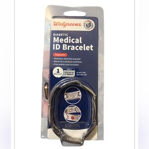 MEN'S Walgreens Diabetic Medical ID Bracelet Magnetic Large/Xtra Fits 8" Wrist